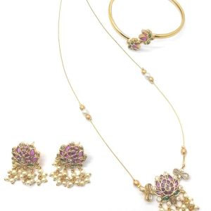 Visit the Adc fashions Store Adc fashions Lotus Invisible Chain & Matching Earing with Bracelet for womens